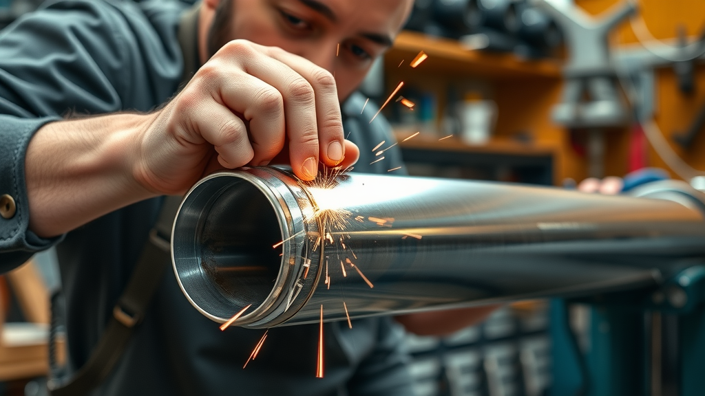 Expert craftsman bending stainless steel pipe for custom exhaust system